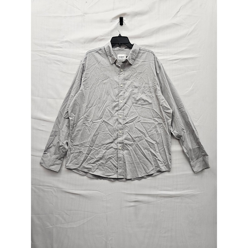 Goodfellow & Co Mens Poplin Button Up Shirt Gray Cotton Casual Size XL